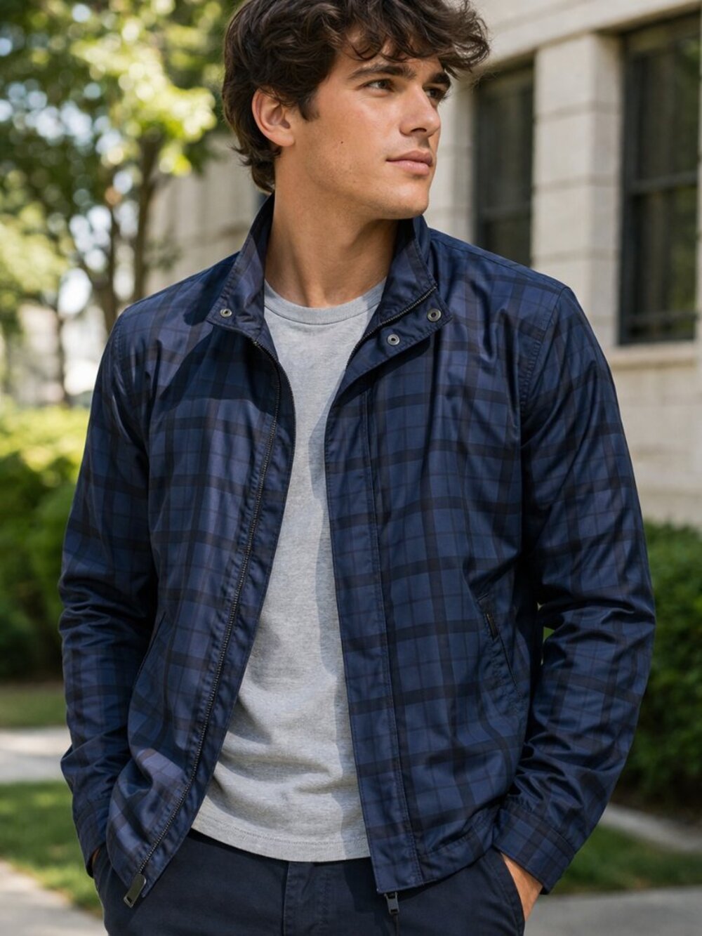 The North End Men's Full Zip Performance & City Jacket Blue Media Pocket Size L